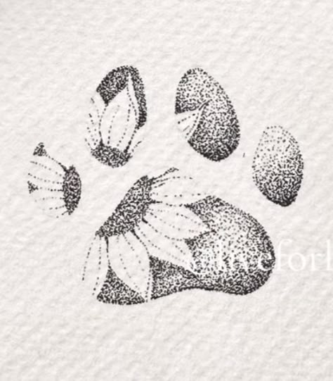 Dog Paw Sunflower Tattoo, Paw Illustration, Wrist Tatoo, Dog Pawprint Tattoo, Pet Memorial Tattoo, Paw Wallpaper, Dog Print Tattoo, Tier Tattoo, Pawprint Tattoo