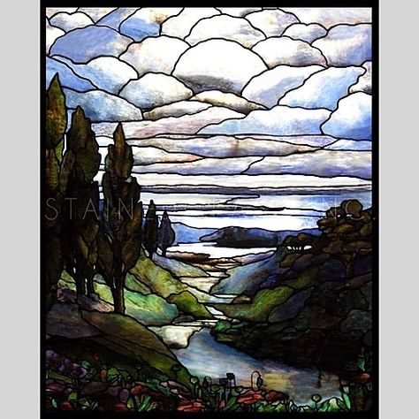 River Through Hills Stained Glass Stained Glass Birds, Stained Glass Window Panel, Landscape Quilts, Stained Glass Crafts, Art Stained, Stained Glass Designs, Faux Stained Glass, Stained Glass Panels, Stained Glass Projects