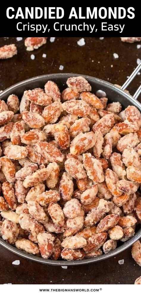 Sweet And Salty Almonds, Almond Snacks Healthy, Candied Almonds Stovetop, Sugared Almonds Recipe, Candy Almonds Recipe Easy, Candy Coated Almonds, Savory Almonds Recipes, Candid Almonds, Slivered Almonds Recipes