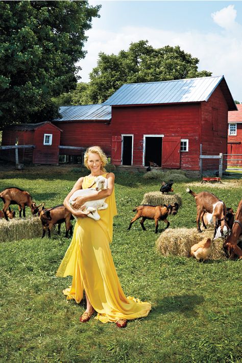 Donna Karan New York gown, $3,595, donnakaran.com; Elizabeth and James earrings, $195, neimanmarcus.com; Christian Louboutin loafers, $995, Bergdorf Goodman, 888-774-2424. - HarpersBAZAAR.com Farmcore Aesthetic, Farm Editorial, Farmer Fashion, Louboutin Loafers, Christian Louboutin Loafers, Grace Farms, Fashion Knowledge, Farm Estate, Farm Fashion