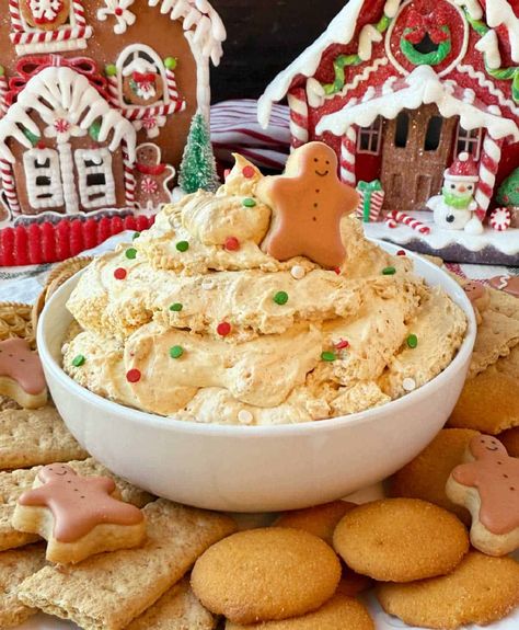 This easy gingerbread dip recipe makes a delicious dessert dip that tastes just like a freshly baked gingerbread cookie. The perfect holiday treat for parties and family gatherings! Gingerbread Dip Recipe, Gingerbread Dip, Gingerbread Cookie Dip, Jello Fruit Salad, Gingerbread Bread, Jello Fruit Salads, Gingerbread Dessert, Dessert Dip Recipes, Gingerbread Cheesecake