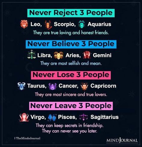 Never Reject 3 People #tarot #zodiac #numerology Astrology Quotes, Zodiac Sign List, Zodiac Quotes Scorpio, Horoscope Quotes, Gemini Traits, Taurus Traits, Leo Zodiac Facts, Scorpio Traits, Aries Traits