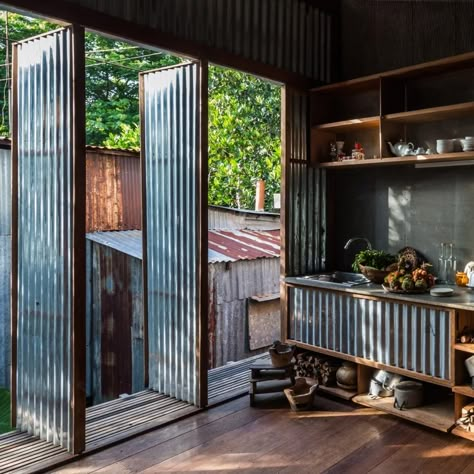 Moving wall design | Dezeen Nishizawa Architects, Unusual Houses, Porte In Ferro, Zen House, Movable Walls, Unusual Homes, Shed Homes, Tropical House, Multi Family Homes