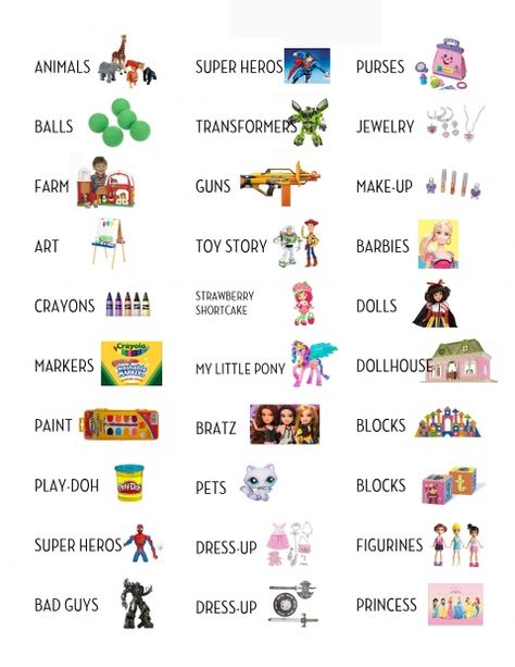 Printable labels for toy organization.  Should have done this long ago to help the kids put stuff away properly! Toys Organization, Toy Bin Labels, Toy Labels, Printable Toys, Bin Labels, Storage Labels, Library Room, Organizing Labels, Kids Cleaning