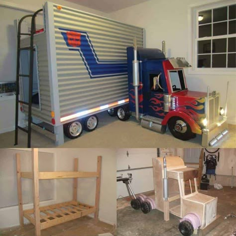 Truck Bunk Beds! Bunk Beds Small Room, Bunk Bed Safety, Bed For Girls Room, Bunk Beds Boys, Girls Bunk Beds, Triple Bunk Beds, Diy Bunk Bed, Cool Kids Rooms, Cool Bunk Beds