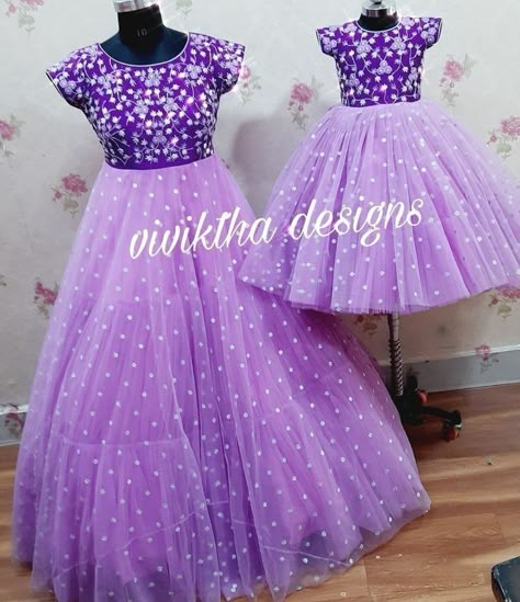 Mother Daughter Long Frocks, Mother Daughter Frock Design, Mother And Daughter Long Frocks, Lavender Long Frocks, Mom And Daughter Frock Design, Mom And Daughter Frocks, Mom Daughter Matching Dresses Mommy And Me, Mom And Daughter Long Frocks, Mother Daughter Fashion For Birthday