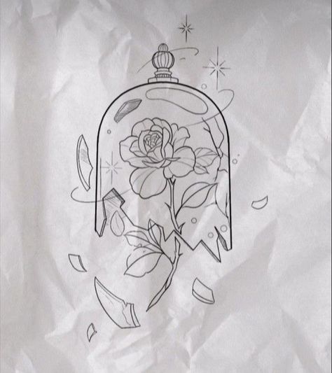 Rose From Beauty And The Beast, Disney Tattoo Beauty And The Beast, Beauty And The Beast Inspired Tattoos, Disney Brave Tattoo, Flash Tattoo Feminina, Beauty And Beast Tattoo, Beauty And The Beast Flower, Beauty And The Beast Rose Tattoo, Full Neck Tattoos