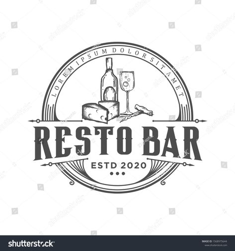 Restaurant bar salon vintage logo design, food drink label simple minimalist icon symbol. bottle cake glass element. #Ad , #affiliate, #design#logo#drink#food Logo Design Food, Pub Logo, Resto Bar, Bottle Cake, Barbecue Design, Minimalist Icons, Food Logo Design, Farm Logo, Bar Logo