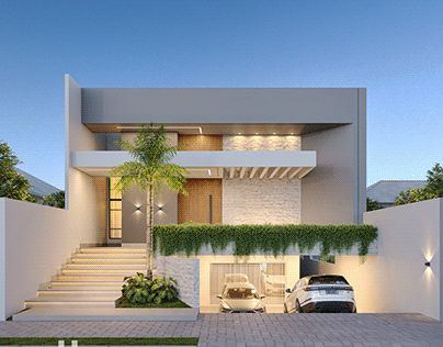 Modern House With Basement Garage, Modern House Exterior With Garage, Basement Parking House, Modern House With Basement, House With Basement Garage, One Floor House Exterior, House With Garage In Front Design, Basement Garage House Plans, House Design With Basement