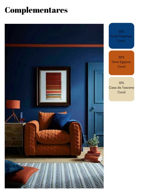 Navy And Burnt Orange Living Room, Blue And Orange Living Room, Orange Dining Room, Burnt Orange Living Room, Indigo Cloth, Blue Interiors, Dusk Sky, Mid Century Interior, Man Office