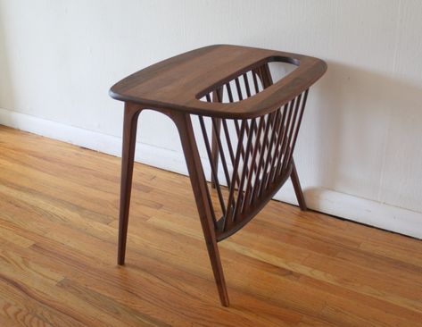 Side Table With Magazine Rack, Mid Century Modern End Table, Arthur Umanoff, Furniture Magazine, Modern Cocktail Tables, Wooden Magazine Rack, Modern Magazine, Wall Unit Designs, Mid Century Furnishings