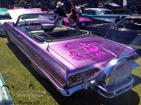 Chicano Park Purple Lowrider, Chicano Park, Donk Cars, Lowrider Trucks, Dropped Trucks, Pimped Out Cars, Lowrider Cars, Old School Cars, Fancy Cars