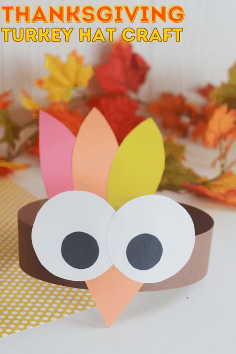 Turkey Hat For Preschool, Turkey Baby Crafts, Thanksgiving Turkey Hand Craft, Turkey Paper Headbands, Turkey Craft 1st Grade, Thanksgiving Crafts For 2 Year, Thanks Giving Activity For Kindergarten, Toddler Thanksgiving Centerpiece Craft, Turkey Head Band Craft