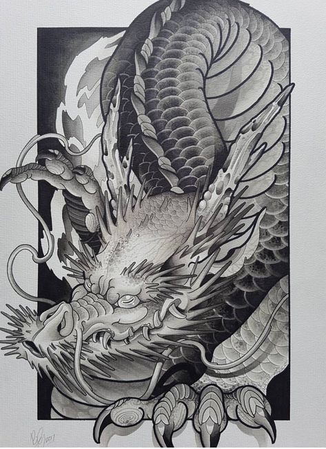 #japanesedragontattoos Dragon Head Tattoo, Dragon Tattoo Sketch, Dragons Tattoo, Dragon Tattoo Art, Chinese Dragon Tattoos, Dragon Sleeve Tattoos, Japanese Dragon Tattoos, Dragon Sketch, Asian Tattoos