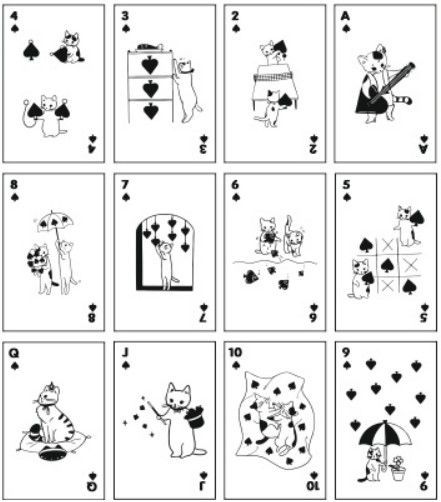 Pottering Cat Playing Cards, Cat Poker Cards, Cat Deck Of Cards, Deck Of Cards Design Ideas, Play Cards Drawing, Cattitude Card, Playing Cards Drawing, Playing Card Drawing, Cats Playing Cards