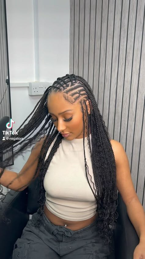 Simple but effective😍😍🧼 Get ready for June! Summer is here, get the braidssss Hairstylist @nsgalore #tribal #tribalbraids #freestyle… | Instagram Freestyle Lemonade Fulani Braids, Freestyle Fulani Braids, Braids Stitch, Design Braids, Hair Braid Designs, London Hair, Girly Hairstyles, Braids Cornrows, Boho Knotless