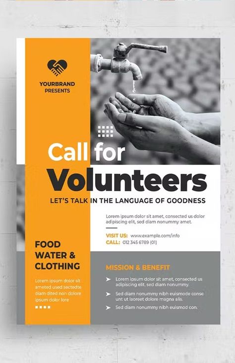 Volunteer Poster Design, Volunteer Flyer, News Letter Design, One Pager Design, Recruitment Poster Design, Nonprofit Design, Poster Layouts, Nonprofit Website, Store Poster