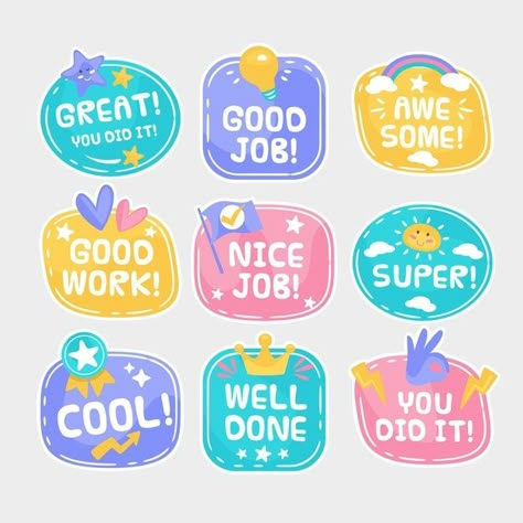 Great Job Stickers, Graphic Design Job, All About Me Preschool, Sticker Design Inspiration, Work Stickers, Reward Stickers, Motivational Sticker, Teacher Stickers, Scrapbook Stickers Printable