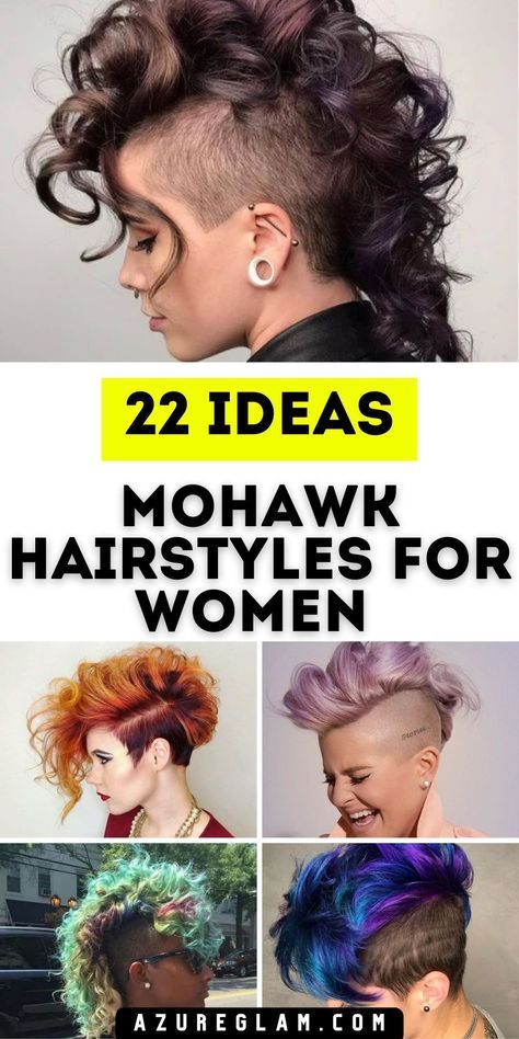 Explore the top 22 Mohawk hairstyles for women in 2024, perfect for those who love experimenting with their hair. From short curly cuts to long, flowing Mohawks, these styles offer something for everyone. Faux hawks provide a softer alternative, while updos allow for a more formal look. Whether you're looking for a short or long hairstyle, these Mohawk ideas will inspire your next bold move. Faux Hawk Haircut Women, Wavy Faux Hawk, Soft Mohawk Women, Edgy Undercut Hairstyles, Curly Hair Mohawk Women, Women’s Mohawk, Faux Mohawk Updo, Mohawk For Women, Mowhak Hairstyle