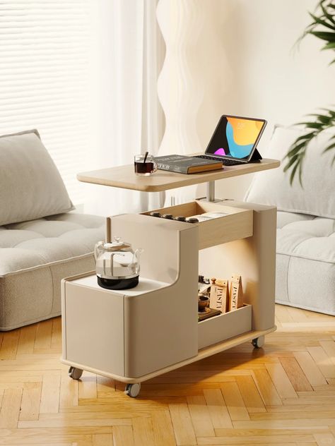 💎 The mobile coffee table side table has commendable features. First of all, it has a lifting function that allows you to adjust the height according to your personal needs without bending or squatting, making your use more convenient and comfortable. Secondly, it can also rotate 360 degrees, allowing you to adjust the angle at any time, whether you are reading, working or enjoying snacks. Side Table Storage, Mobile Coffee, Storage Table, Side Table With Storage, Table Side, House Furniture, Table Storage, Desk Furniture, Bending