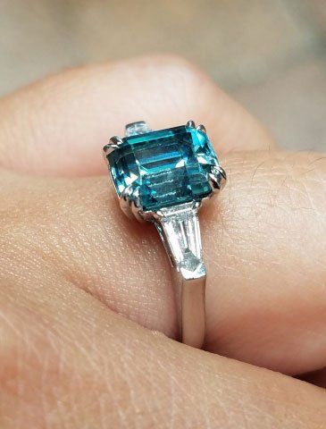 Blue Zircon Jewelry, Ring Side View, Baguette Wedding Rings, Zircon Engagement Ring, Blue Zircon Ring, Zircon Gemstone, Vvs Diamond, Celtic Wedding Rings, Diamond Stacking Rings