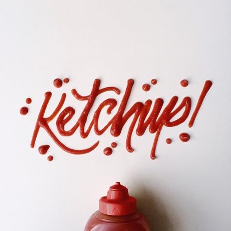 Ketchup! Food Lettering, Texas Pete, Food Typography, Experimental Typography, Experimental Type, Poster Idea, Branding Photoshoot Inspiration, Hand Lettering Fonts, Font Inspiration