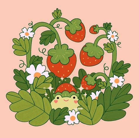 credit: @ alunimoon on twitter ! ♡ Strawberry Frog, Strawberries, Tumblr, On Twitter, Twitter, Flowers, Pink