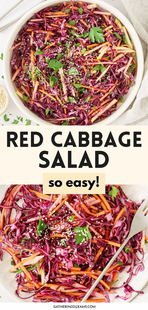 red cabbage salad Week Lunch Ideas, Home Lunch Ideas, Gluten Free Lunch Ideas, Quick Easy Side Dishes, Cabbage Side Dish, Meal Prep Lunch Box, Healthy Recipes For Picky Eaters, Red Cabbage Recipes, Red Cabbage Salad