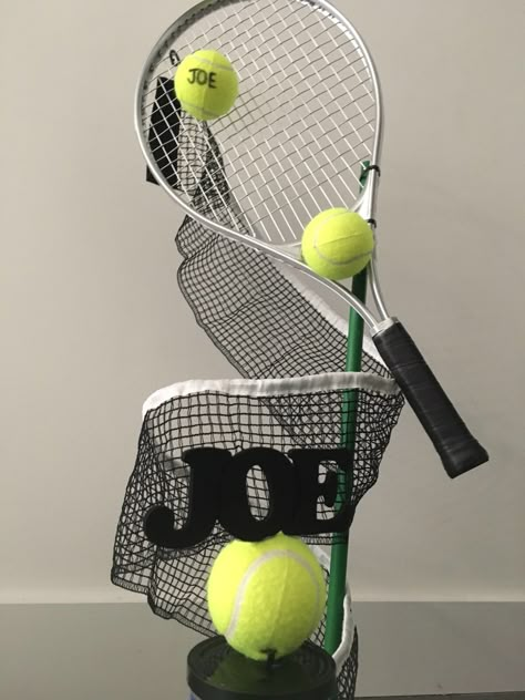 Tennis Table Decorations, Tennis Banquet Centerpieces, Tennis Themed Centerpieces, Tennis Window Display, Surprise Tennis, Tennis Party Decorations Centerpieces, Tennis Sculpture, Tennis Decor, Tennis Decorations