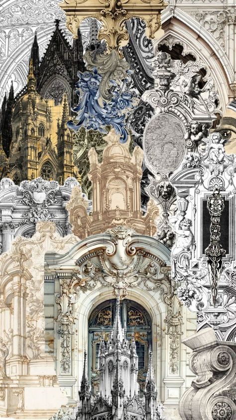 collamge made by putting together random gothic details Gothic Architecture Mood Board, Gothic Architecture Inspired Fashion, Gothic Architecture Elements, Gothic Mood Board, Gothic Moodboard, Architecture Inspired Fashion, Gothic Collage, Gothic Details, Mood Broad