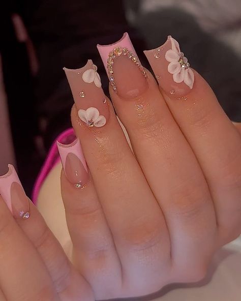 Quince Nails, Quinceanera Nails, Cute Simple Nails, Colored Acrylic Nails, Girly Acrylic Nails, Simple Acrylic Nails, Classy Acrylic Nails, Short Square Acrylic Nails, Really Cute Nails