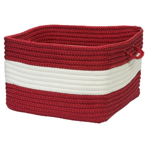 Colonial Mills Rope Walk Utility Basket | Hayneedle White Storage Baskets, Contemporary Baskets, Red Basket, White Baskets, Red Rope, White Storage, Fabric Baskets, Stylish Storage, Storage Basket