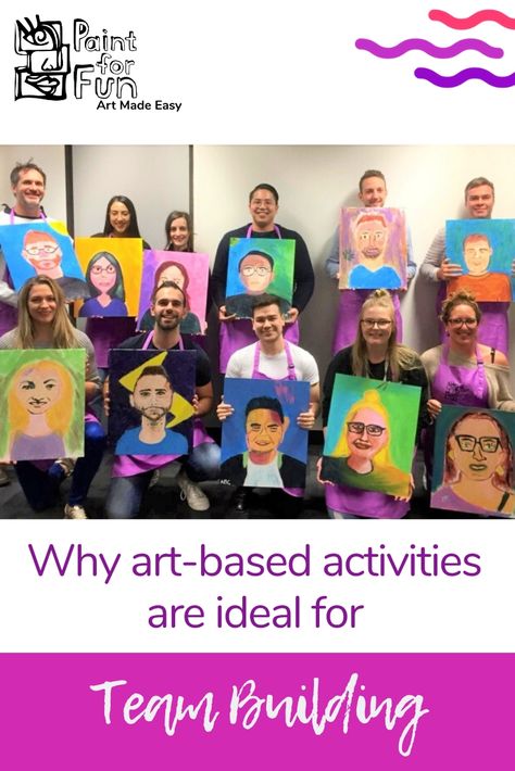 Team Building Art Projects, Art Team Building Activities, Painting Group Activities, Team Building Painting Ideas, Painting Games For Adults, Team Building Art Projects For Adults, Group Art Projects For Adults, Team Building Themes, Team Building Questions