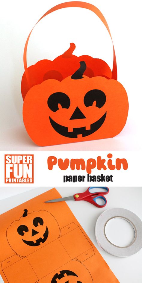 Halloween Craft Pumpkin, Pumpkin Paper Bag Craft, Pumpkin Bag Craft, Halloween Crafts Easy For Kids, How To Make A Paper Pumpkin, Paper Pumpkin Decorating Ideas, Paper Pumpkin Craft For Kids, Basket Crafts Ideas Projects, Paper Halloween Crafts For Kids