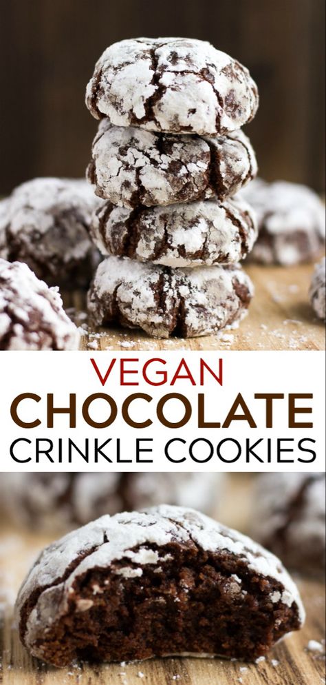 Cookies Crinkle, Vegan Christmas Cookies Recipes, Chocolate Crinkle Cookies Recipe, Vegan Christmas Cookies, Crinkle Cookies Recipe, Chocolate Crinkle, Vegan Cookies Recipes, Chocolate Crinkle Cookies, Chocolate Crinkles