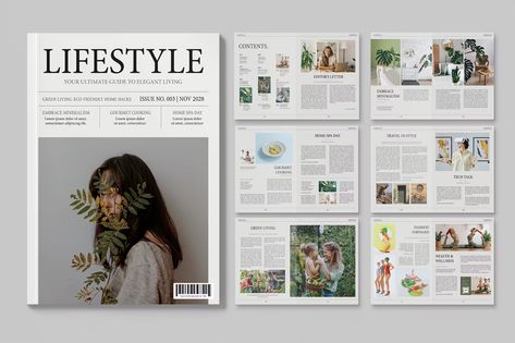 Lifestyle Magazine Template, ft. lifestyle & living - Envato Elements Minimalist Boho Aesthetic, Modern Minimal Style, Chalk Photos, Brochure Template Layout, Fashion Content, Spa Day At Home, Streamline Design, Boho Aesthetic, Vector Template