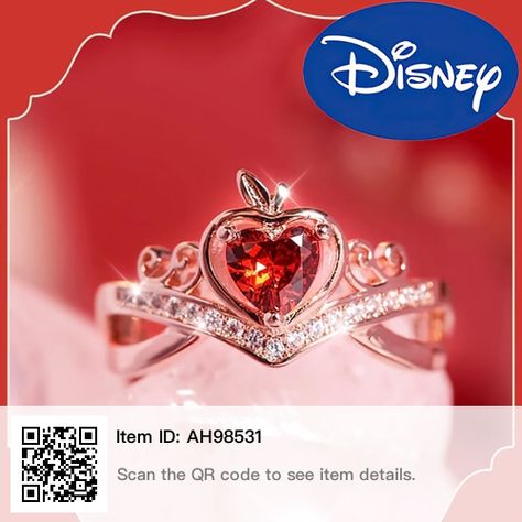 Disney Princess Jewelry, Disney Engagement Rings, Snow White Wedding, Strawberry Ring, Disney Rings, White Wedding Ring, Metal Pendant Necklace, Princess Jewelry, Princess Ring