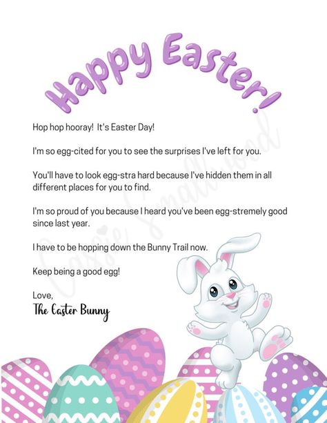 Free printable Easter Bunny letter to kids Easter Bunny Ideas, Easter Bunny Egg Hunt, Easter Bunny Letter, Easter Bunny Template, Bunny Ideas, Easter Scavenger Hunt, Bunny Templates, Easter Surprise, Easter Bunny Cake