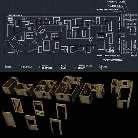 Paintball Field Ideas, Paintball Course, Outdoor Shooting Range, Tactical Paintball, Indoor Shooting Range, Paintball Game, Paintball Field, Indoor Shooting, Game Terrain