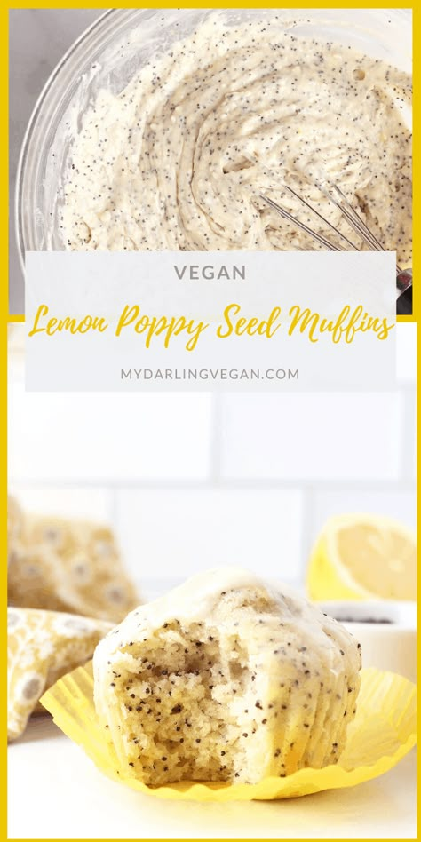 Wake up to these PERFECT Vegan Lemon Poppy Seed Muffins. They are everything you want in a muffin: moist, citrusy, sweet, and with a little crunch. Make them in under 30 minutes! Vegan Lemon Desserts, Poppy Seed Muffin Recipe, Fluffy Muffins, Poppyseed Muffins, Lemon Poppy Seed Muffins, Seed Muffins, Poppy Seed Muffins, Vegan Muffins, Lemon Poppyseed Muffins