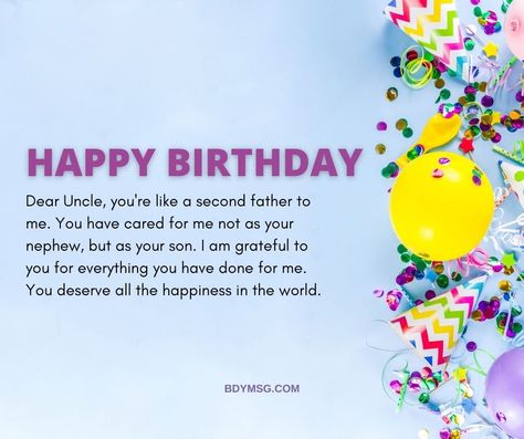 Uncle Birthday Wishes, Birthday Message For Uncle, Birthday Wishes For Mama, Simple Birthday Message, Birthday Wishes For Uncle, Lovely Birthday Wishes, 45 Birthday, Happy Birthday Uncle, Happy Birthday Today