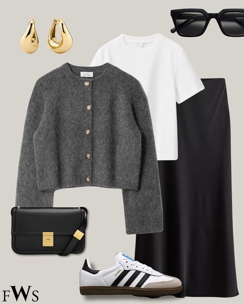 All posts • Instagram Fashion Outfits Winter 2024, Winter Outfit For College, Cool College Outfits, Grey And Black Outfits, Autumn Casual Outfits, Cardigan Outfit Winter, Black Jumper Outfit, Grey Cardigan Outfit, Black And Grey Outfit