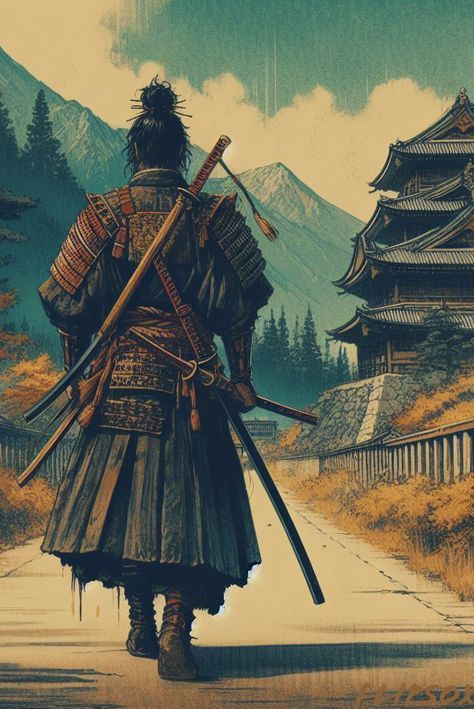 Falling Cherry Blossoms, Ronin Art, Stoic Expression, Lone Samurai, Samurai Battle, Silent Battles, Pin Wallpaper, Silhouette Frames, Metal Gear Rising