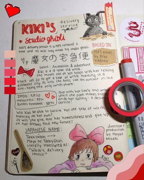 Kiki's Delivery Service Journal, Diary Journal Ideas, Journal First Page, Whimsical Art Journal, Journal Inspiration Writing, Creating A Bullet Journal, Bulletin Journal Ideas, Pretty Journals, Memory Journal