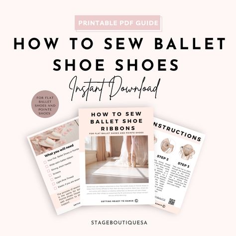 How to sew ballet shoes, Printable guide for dancers, Sew Ballet shoes, Ballet Dancer, Sew ribbons, Sew Pointe shoes, Ballet Teacher #etsy #pointeshoes #dancemom #balletteacher #balletdanceprints #pointeshoeguide #ballethowtoguide #sewballetribbons #sewballetshoes #sewpointeshoes #pointeshoes #balletshoes Sew Pointe Shoes, Pointe Shoes Ballet, Flat Ballet Shoes, Shoe Guide, Ballet Teacher, Ballet Shoe, Pointe Shoes, Ballet Dancer, How To Sew