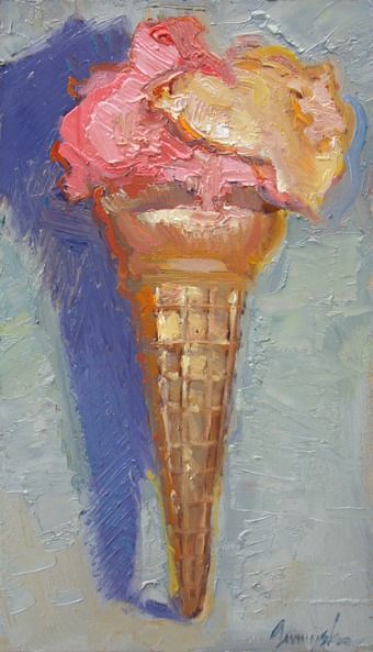 Gelato Painting, Color Theory Painting, Food Paintings, Wayne Thiebaud, Oil Painting Inspiration, Cute Fall Wallpaper, Sweet Art, Support Art, Food Painting