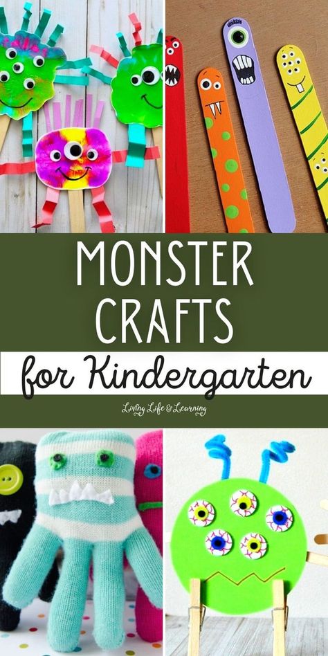 Monster Crafts for Kindergarten Monster Craft Kindergarten, Preschool Monster Crafts, Monster Kindergarten Activities, Pre K Monster Craft, Making A Monster Craft, Monster Making Activity, Halloween Crafts Preschool, Halloween Class Party, Monster Craft