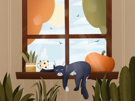 Sunny Day Illustration, Day Illustration, Grass Valley, North Vancouver, Design Jobs, Job Opening, Design Assets, Sunny Day, Cat Art