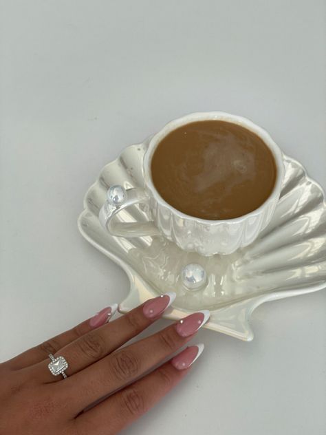 Trend Prediction, Emerald Cut Engagement Ring, Home Decor White, Coffee Cup And Saucer, Emerald Cut Engagement, Emerald Engagement Ring Cut, Coffee Cups And Saucers, Clam Shell, French Tip Nails