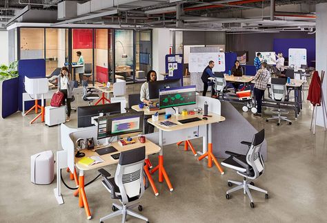 Inspiration Office: What Office Workers Can Learn From Successful Rugby Teams Steelcase Office, Innovative Office, Sit Stand Workstation, Desk Inspiration, Acoustic Solutions, Collaboration Space, Office Snapshots, Workspace Design, Adjustable Height Desk